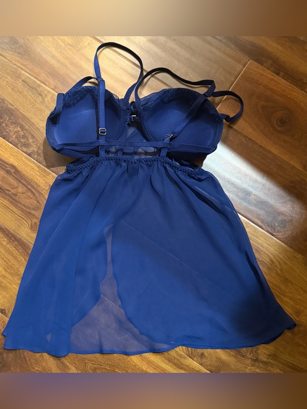 Victoria's Secret Navy Lace & Chiffon Babydoll Chemise - Picture 2 of 5